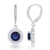Bella Silver Sterling Silver September Birthstone w/ CZ Border Round Earrings & 18" Pendant Necklace Set - 2 of 3
