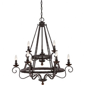 Quoizel Lighting Noble 9 - Light Chandelier in  Rustic Black - 1 of 4