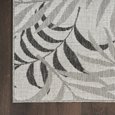 Gray Tropical Leaf Pattern 5' x 7' Synthetic Outdoor Rug