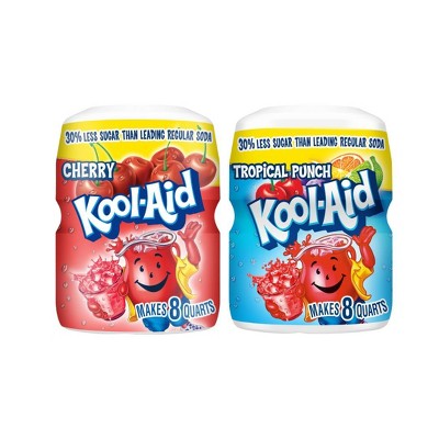 Kool-Aid Sugar-Sweetened Powdered Soft Drink Mix Variety Pack, 19 oz (Tropical Punch, Cherry)