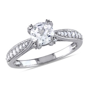 EVERLY JEWELRY | Sterling Silver 1/5 CT TW Diamond and 1.01 CT TGW Created White Sapphire Engagement Ring - 1 of 3