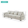 JUJABU 104" Modern 4-Seater Linen Fabric Sofa with Armrest Storage Pockets and 4 Matching Pillows – Minimalist Style for Living Room - 3 of 4