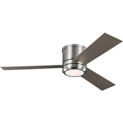 Monte Carlo 56" Clarity Max Brushed Steel LED Damp Hugger Ceiling Fan