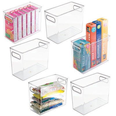 Mdesign Tall Plastic Kitchen Storage Organizer Bin With Handles, 6 Pack ...