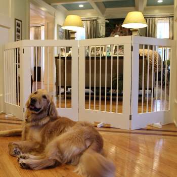 Cardinal Gates 4PG 4-Panel Freestanding Pet Gate - Adjustable Wooden Dog Gate