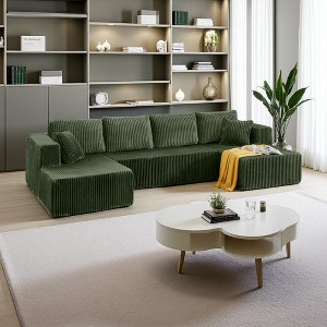 132.48" Corduroy U-Shaped Modular Sectional Sofa, Minimalist Style - 1 of 4