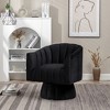 SEYNAR Modern Glam Velvet Upholstered Round Swivel Accent Arm Barrel Chair for Living Room - 3 of 4