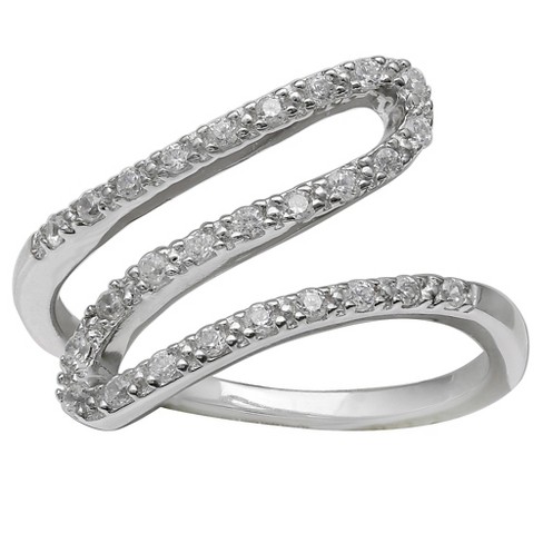 Women S Sterling Silver Pave And Cz Sideways Swirl Ring Target