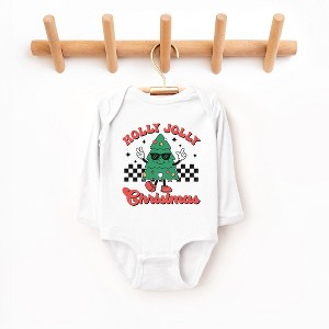 The Juniper Shop Holly Jolly Christmas Tree Baby Long Sleeve Bodysuit - 1 of 3