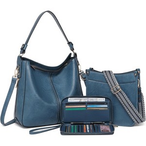 3PCS Crossbody Bags Set Large Leather Purse Shoulder Handbags with Wallet Adjustable Straps - 1 of 4