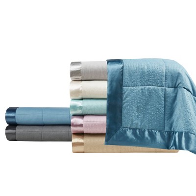 Taupe Twin Oversized Down Alternative Blanket with Satin Trim