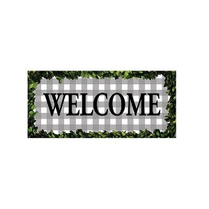 Evergreen Boxwood Framed Plaid Sassafras Switch Mat 10 x 22 Inch Interchangeable Door and Floormat for Homes Gardens and Yards - 1 of 4