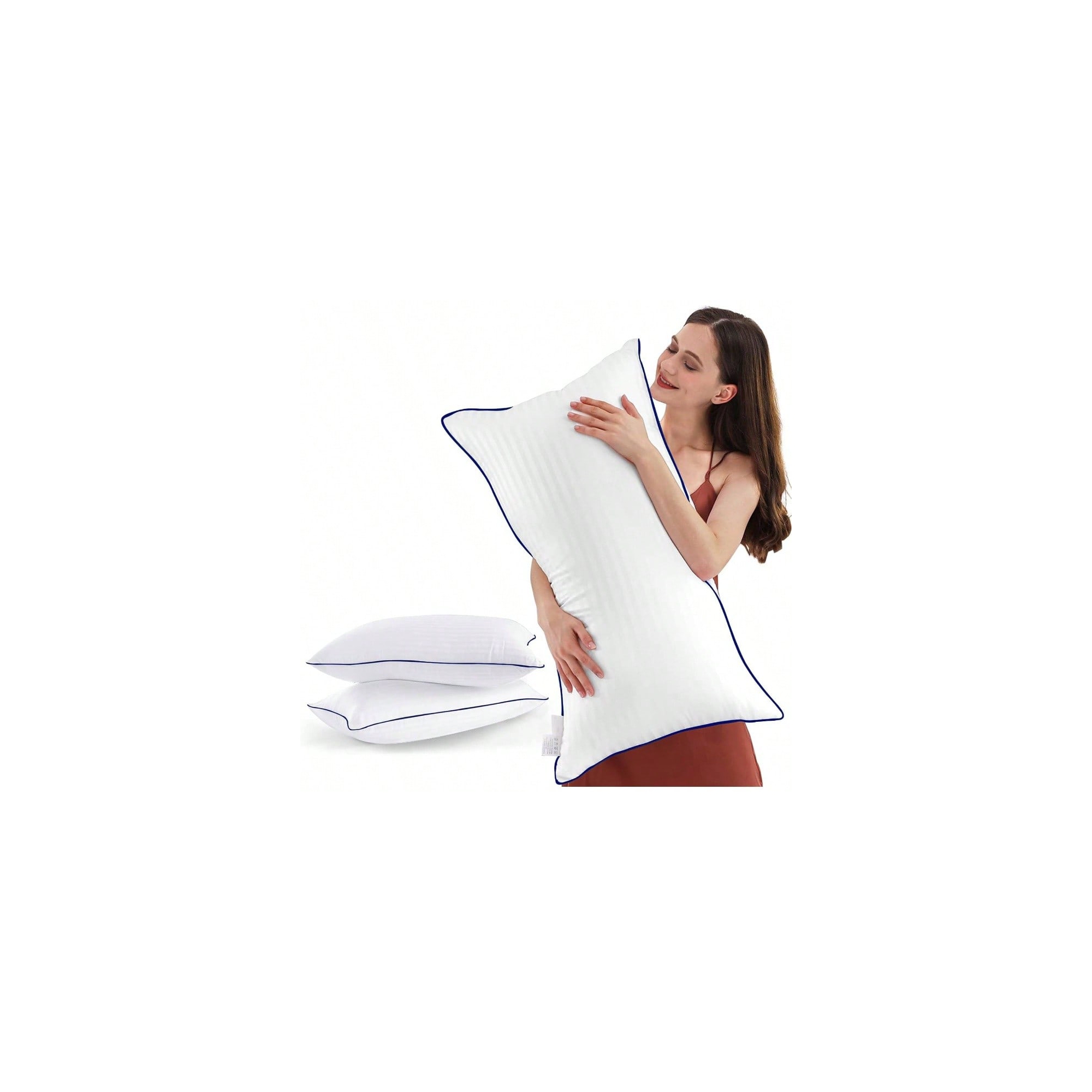 King Size Cooling Pillows Set of 2 with Soft Down Alternative Filling for All Sleep Positions white King