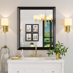 Apmir High-Strength Tempered Glass and Aluminum Alloy Framed French Cleat Mounted Wall Decor Mirror in matte black with 5-Year Warranty - 1 of 4