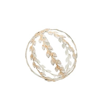Floral Sphere Decorative Accent Antique White Metal by Foreside Home & Garden