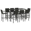vidaXL Garden Bar Set Black Poly Rattan, Powder-Coated Steel, Tempered Glass - 3 of 4