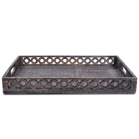 Black serving deals tray for ottoman