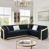 Luxury 106" Velvet L-Shaped Chesterfield Sectional Sofa with Gold Steel Accents, Tufted Design & 5 Pillows, for Living Room, Easy Assembly - 2 of 4