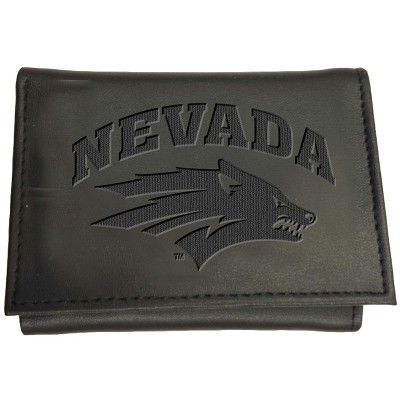 Evergreen NCAA Nevada Wolf Pack Black Leather Trifold Wallet Officially Licensed with Gift Box