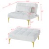 VASIP  Teddy Fabric Convertible Sofa Bed,Gold Metal Leg Futon with Modern Accent,for Living Room & Guest Room,White - 4 of 4