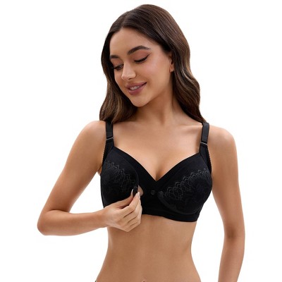INSPIRE CHIC Women's Nursing Bra Lace Front Closure Adjustable Straps Pumping Maternity Underwear