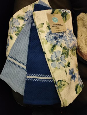 Martha Stewart Amber Floral Blue/Green Cotton Kitchen Towel Set (2-Pack)