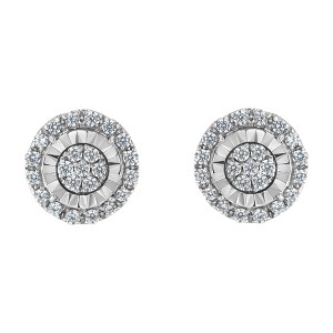 Haus of Brilliance Sterling Silver 1.0 Cttw Diamond Cluster Earrings - 1 of 4