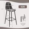 Costway Set of 2 Bar Stools 29.5'' Velvet Upholstered High Back Bar Chairs Kitchen Brown/Grey - 3 of 4