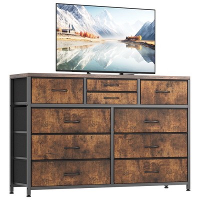 Dresser for Bedroom TV Stand for 55” TV, Entertainment Center with 10 Drawers