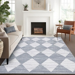 Modern Living Room Rugs 8x10 Machine Washable Geometric Area Rug with Non-Slip Backing, Large Stain-Resistant Contemporary Accent Carpet - 1 of 4