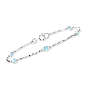Ross-Simons 0.80 ct. t.w. Bezel-Set Swiss Blue Topaz Station Bracelet in Sterling Silver - 1 of 3