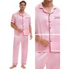 INSPIRE CHIC Men's Satin Nightwear Short Sleeve Shirt Sleep Shorts Casual Pajamas Set 2 Pieces - 4 of 4