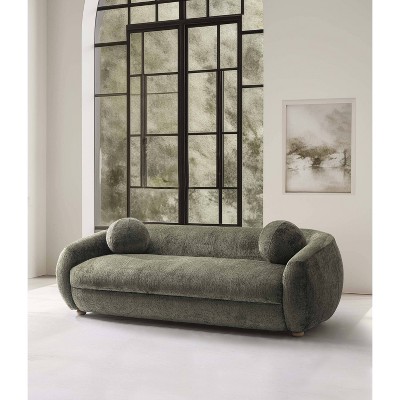Tribeca Olive Green Chenille Upholstered Sofa with Wood Frame