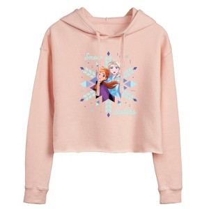 Women's - Frozen 2 - Snow Sisters Cropped Graphic Hoodie - 1 of 3