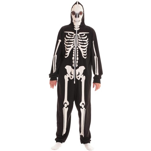 #followme Mens One Piece Full Face Zip Skeleton Adult Onesie Hooded ...