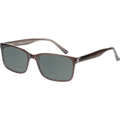 Enhance BIG&TALL EN4038 Men Polarized Bi-Focal Sunglasses Dark Grey Crystal 60mm Blue Mirror +1.00
