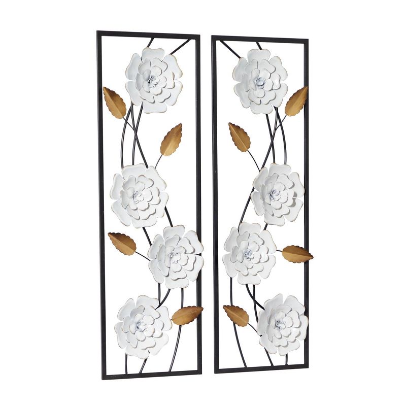 Set of 2 Metal Floral Wall Decors with Black Frame White - Olivia &#38; May, 6 of 19
