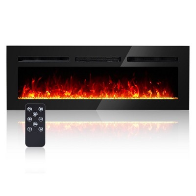 50" Electric Fireplace Inserts,Recessed and Wall Mounted Electric Fireplace Heater with Wireless Remote Control,12 Flame Color Adjustable