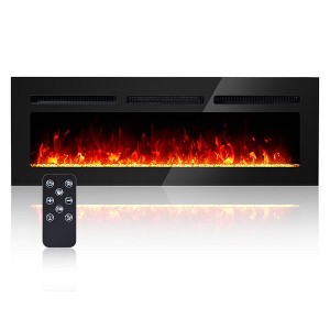 50" Electric Fireplace Inserts,Recessed and Wall Mounted Electric Fireplace Heater with Wireless Remote Control,12 Flame Color Adjustable - 1 of 4