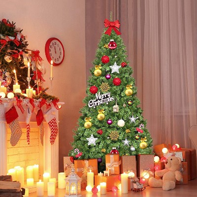 Tangkula Artificial Christmas Tree PVC Hinged Spruce Xmas Tree with Branch Tips