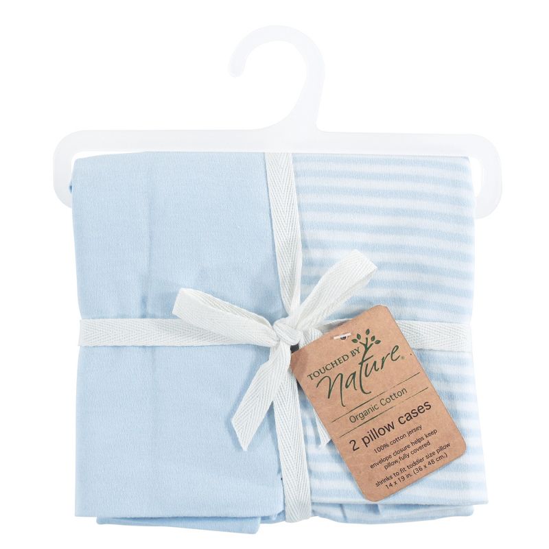 Touched by Nature Baby Boy Organic Cotton Toddler Pillowcase, Powder Blue, One Size, 2 of 3