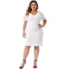 Agnes Orinda Women's Plus Size Elegant Floral Lace Bateau V Neck Short Sleeves Bodycon Dresses - 3 of 4