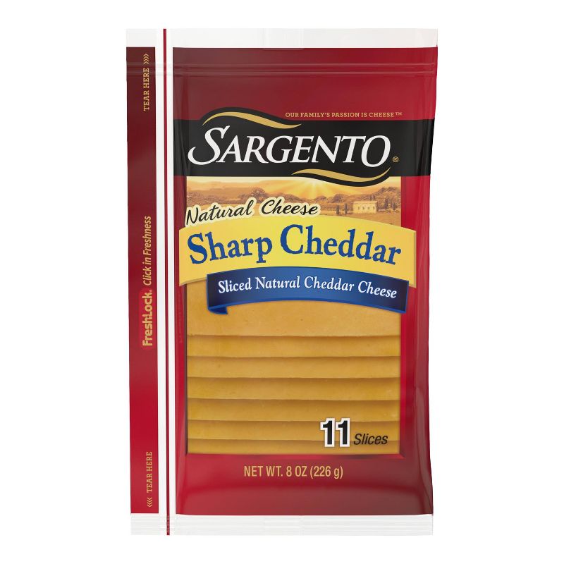 Sargento Natural Sharp Cheddar Sliced Cheese - 8oz/11 slices, 1 of 10