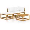 4 Piece Patio Lounge Set with Cushion Cream Solid Acacia Wood vidaXL - 2 of 4