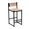 PDTEND Set of 2 Hand-Woven Paper Rope Counter Stools with Footrest for Kitchen Island/Dining Room - 2 of 4