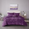 Gulches Twin Twin XL Purple 3 Piece Velvet Comforter Set with Throw Pillow - 3 of 4
