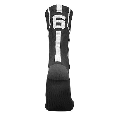Mk Socks Player ID Jersey Number SINGLE Crew Sock - Black, White