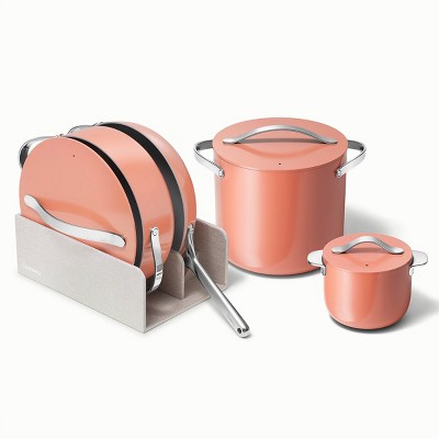 Terracotta Ceramic Nonstick Cookware Set with Stainless Steel Handles