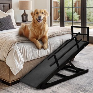 Docred Dog Ramp, Adjustable Height Wooden Folding Portable Pet Ramp for Bed, Couch,SUV-High Traction,for Small Large Old Dogs Cats - 1 of 4