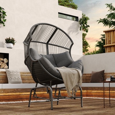 Chic Crate - Premium Dark Gray/Outdoor Wicker Glider Chair - Comfortable and Stylish Choice for Your Outdoor Space